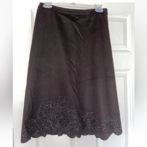Brown Ann Taylor embroidered scalloped brown skirt size 2